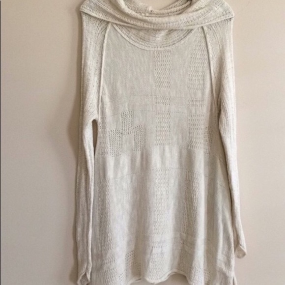 Tops - Cowl Neck Tunic Sweater, Rolled Edges, Split Sides